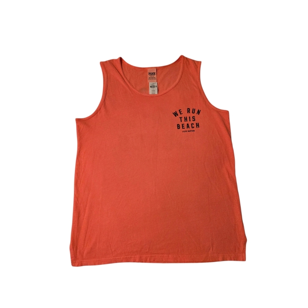 PINK Victoria’s Secret Tank Top “We Run This Beach” Orange Size M NWT